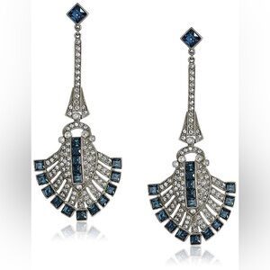 Ben-Amun Art Deco Blue Statement Drop Earrings